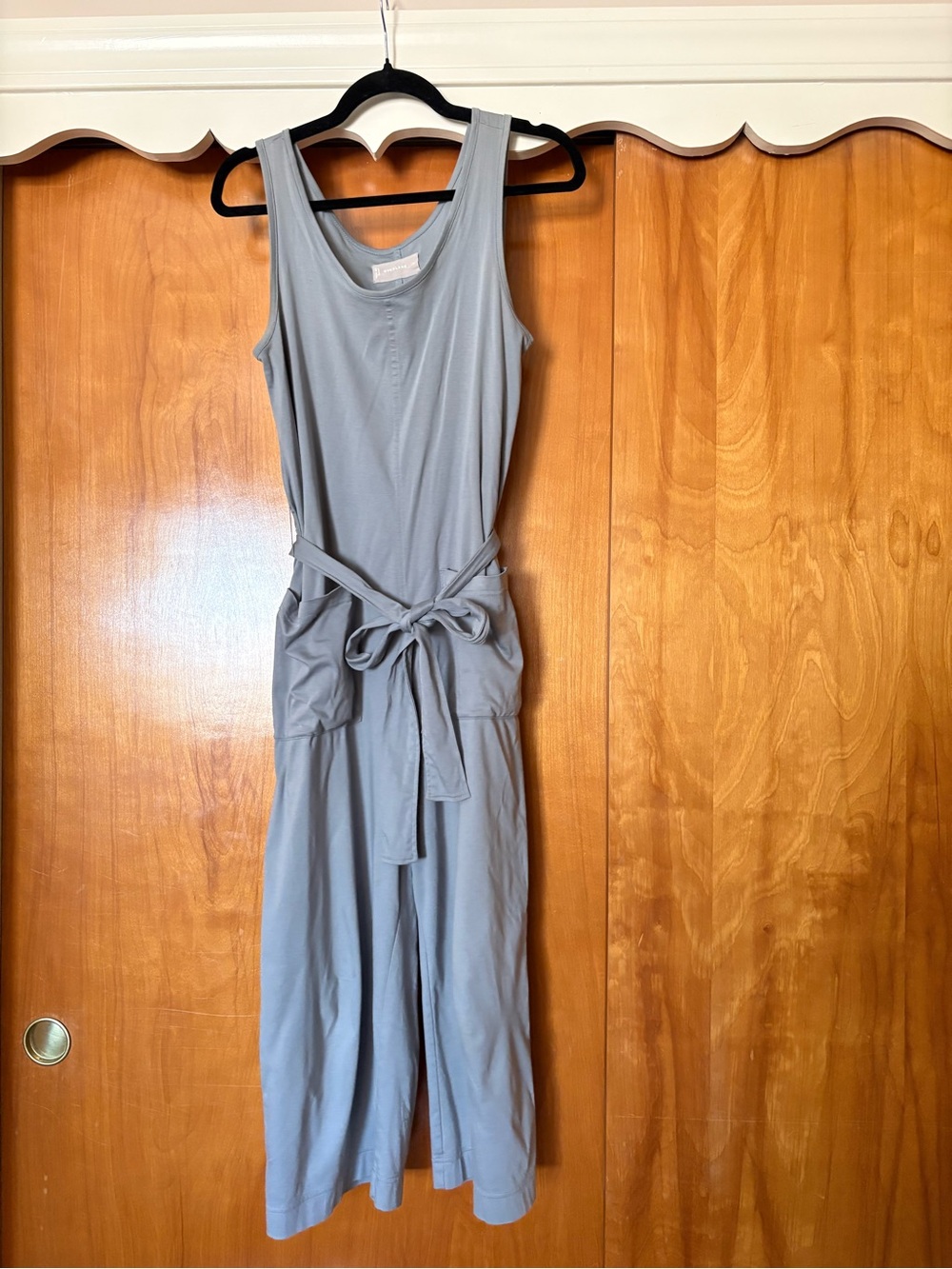 Everlane Sleeveless Tie-Waist Jumpsuit in Light Blue